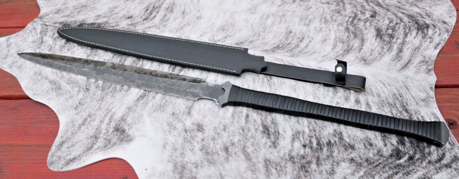 40" Shadow Spear Sharp Full Tang Battle Ready Manganease Steel 23" Blade Sheath
