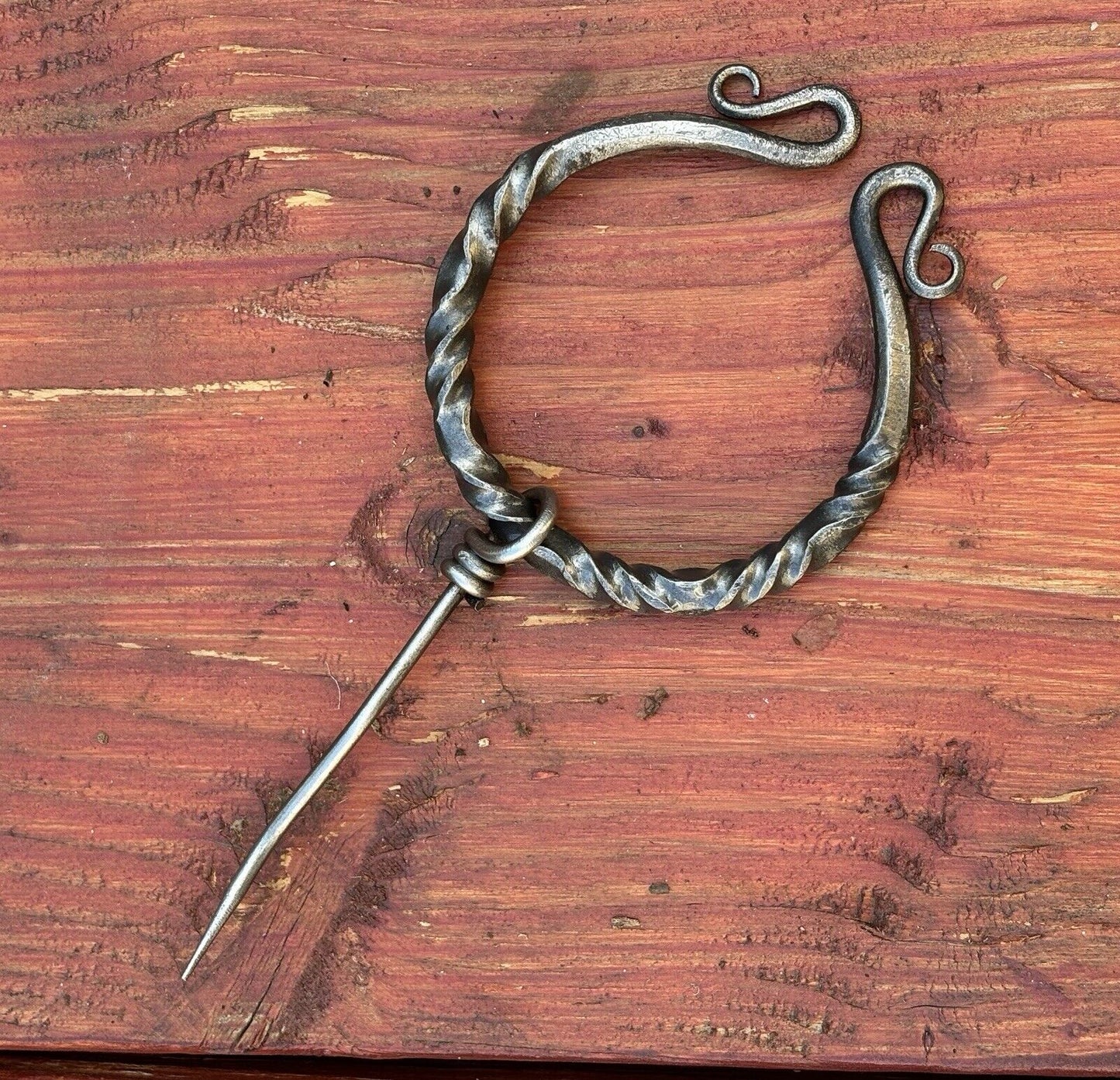 Medieval Cloak Pin Brooch Iron Hand Forged 3inches Heavy Duty Blacksmith Ornate