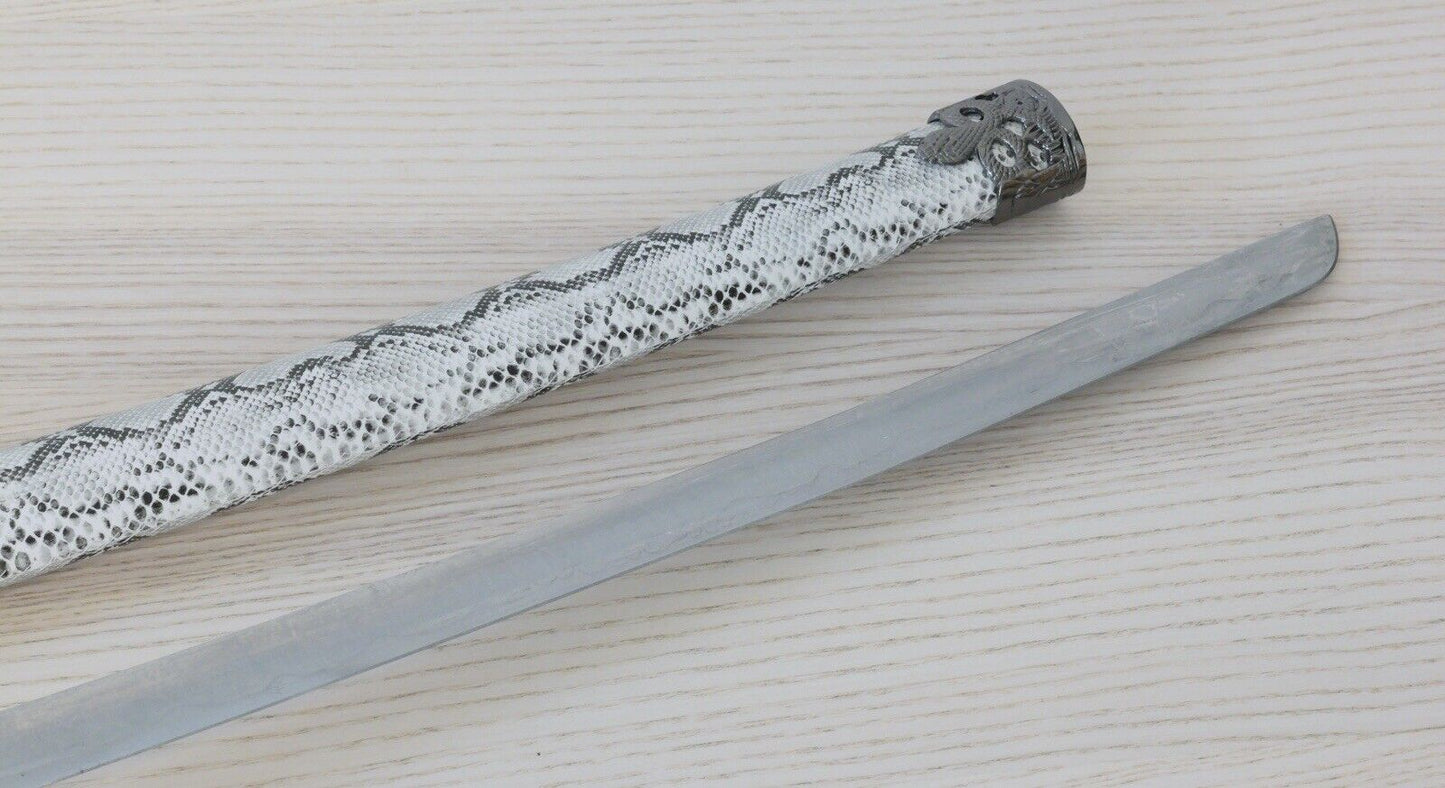 39” King Cobra Head Samurai Sword Katana Ninja Snakeskin Scabbard Ornate Ruby 