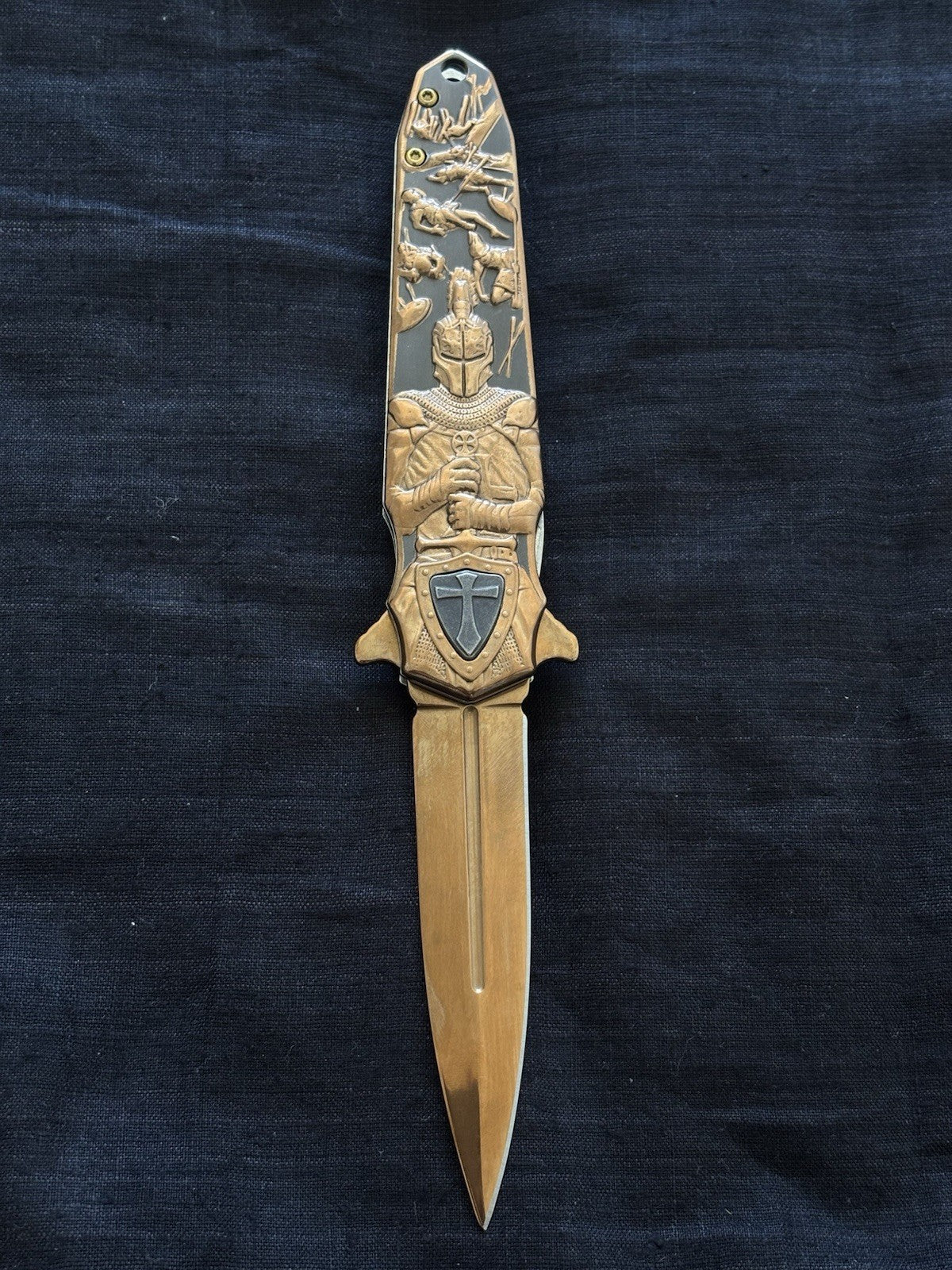 5” Knights Templar Pocket Knife Full Metal 4” Blade Spear Point Spring Assist