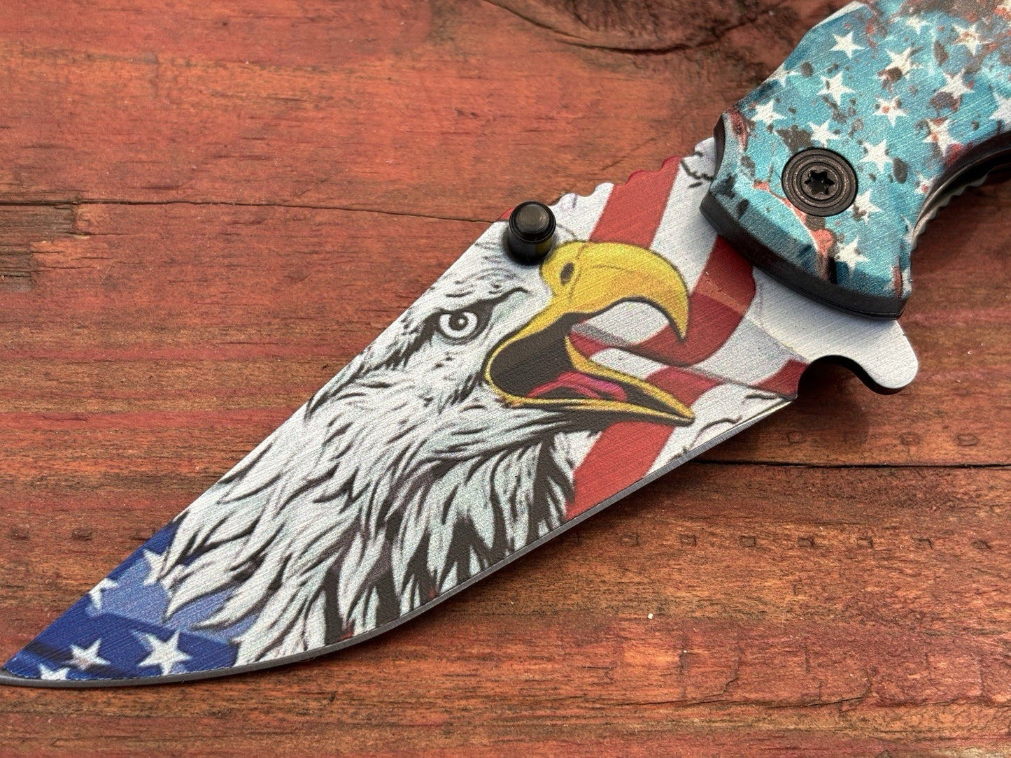 USA Eagle America Flag Pocket Knife Fierce Spring Assist Patriot Redneck Country