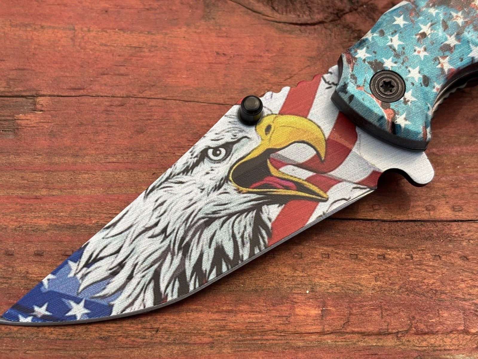 USA Eagle America Flag Pocket Knife Fierce Spring Assist Patriot Redneck Country