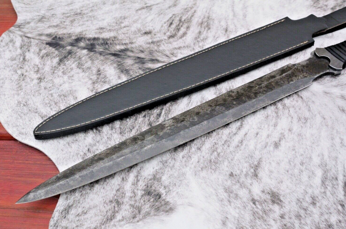 40" Shadow Spear Sharp Full Tang Battle Ready Manganease Steel 23" Blade Sheath