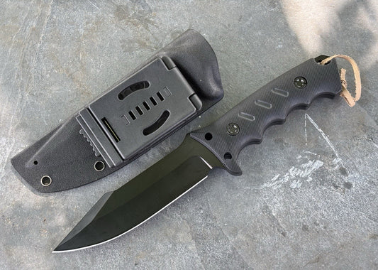 27cm Fixed Blade Knife Army Military Full Tang 5mm Thick Stealth Black Blade