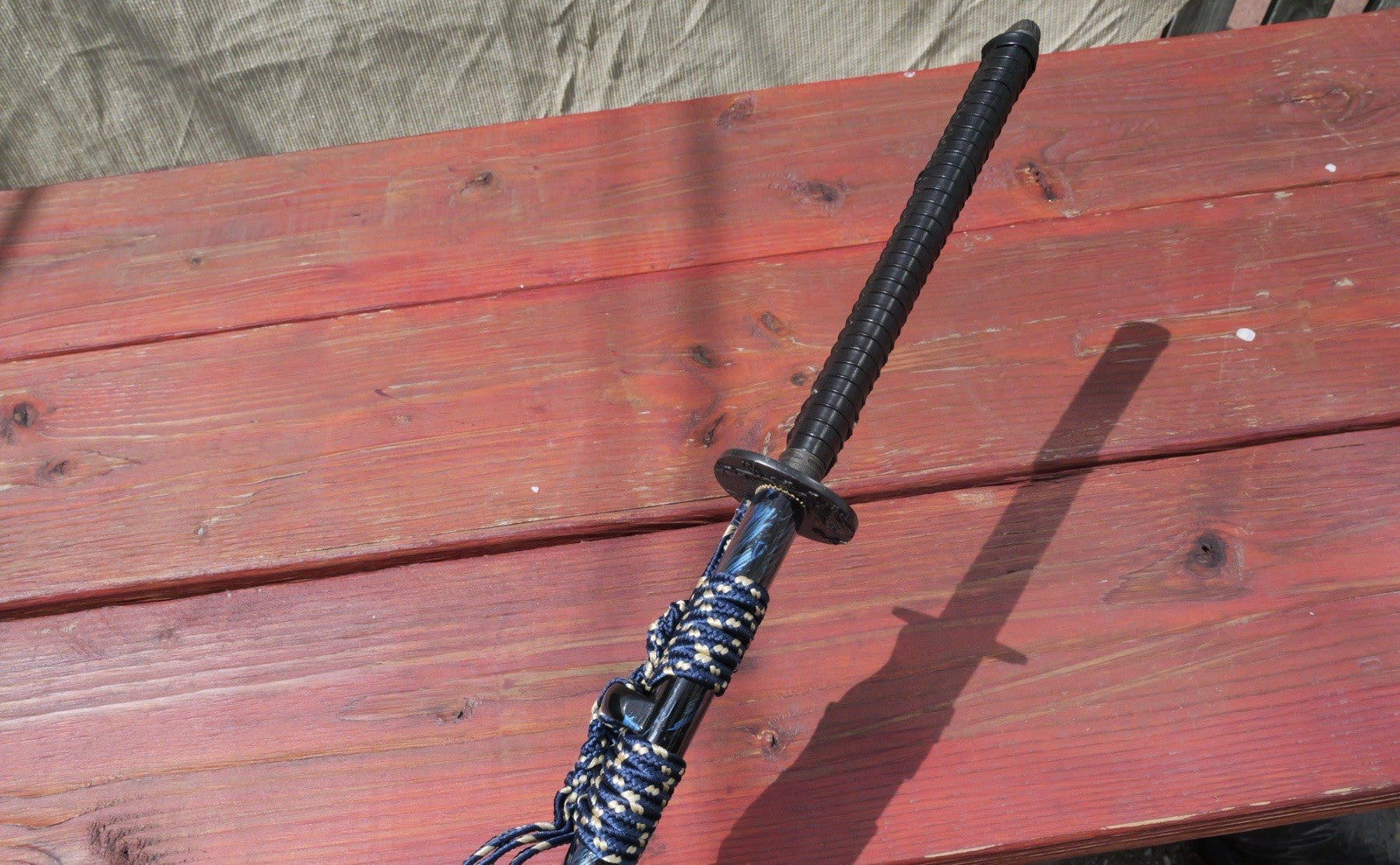 41" Katana Samurai Sword Japanese Blue Blade Feather Design Art Handmade Sharp