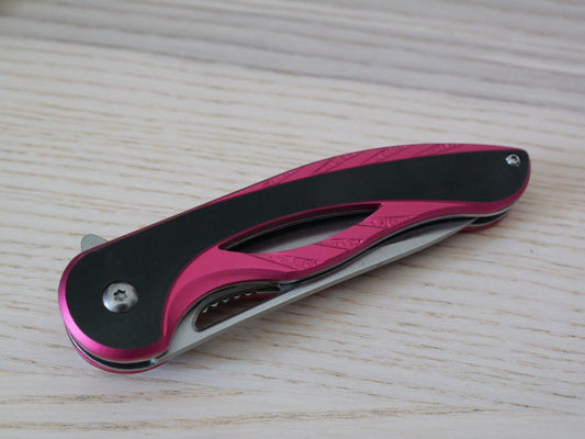 Full Size Pocket Knife PINK Girls Ladies Womens Self Defense Manual Opening Cute