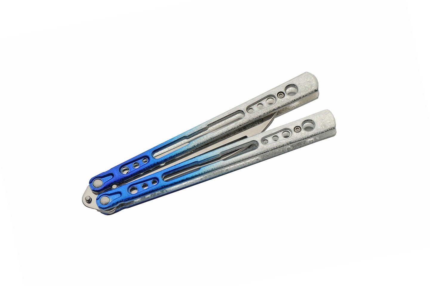 5.5" TRAINING BUTTERFLY Balisong Practice Blue Gradient Flip Trick Toy Blunt