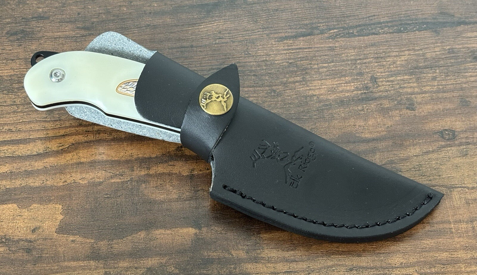 7” Fixed Blade Knife Elk Ridge Full Tang Eagle Laser Engraved Leather Sheath