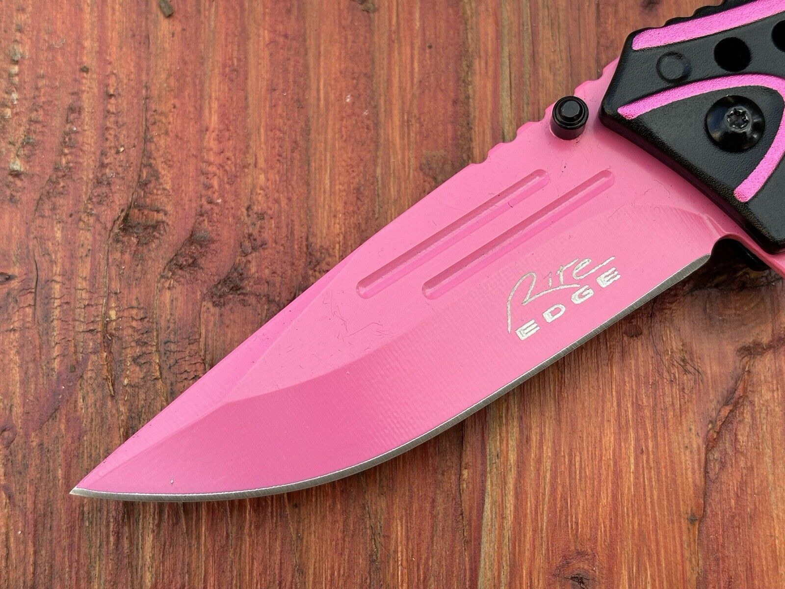 Hot Pink Pocket Knife Spring Assisted Black Ladies Self Defense Girly Full Size