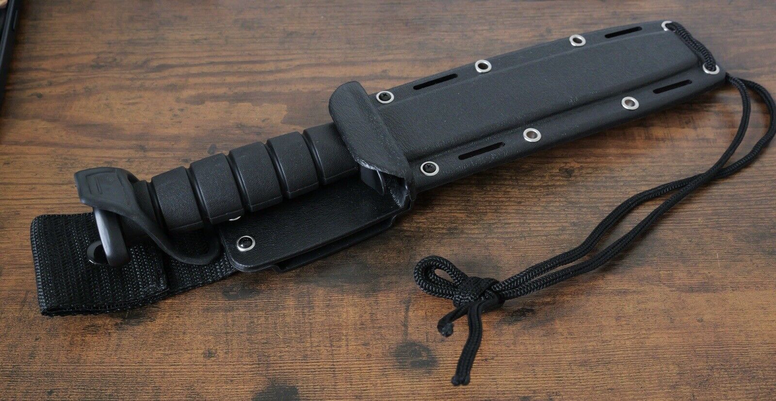 12” Fixed Blade Knife Stealth Black USMC Style Tanto Hard Kydex Sheath Full Size