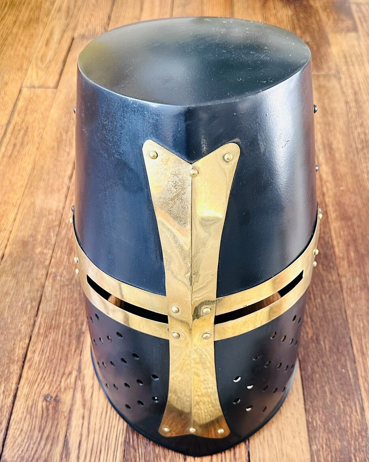 Medieval Helmet Knights Templar Black Brass Armour Metal