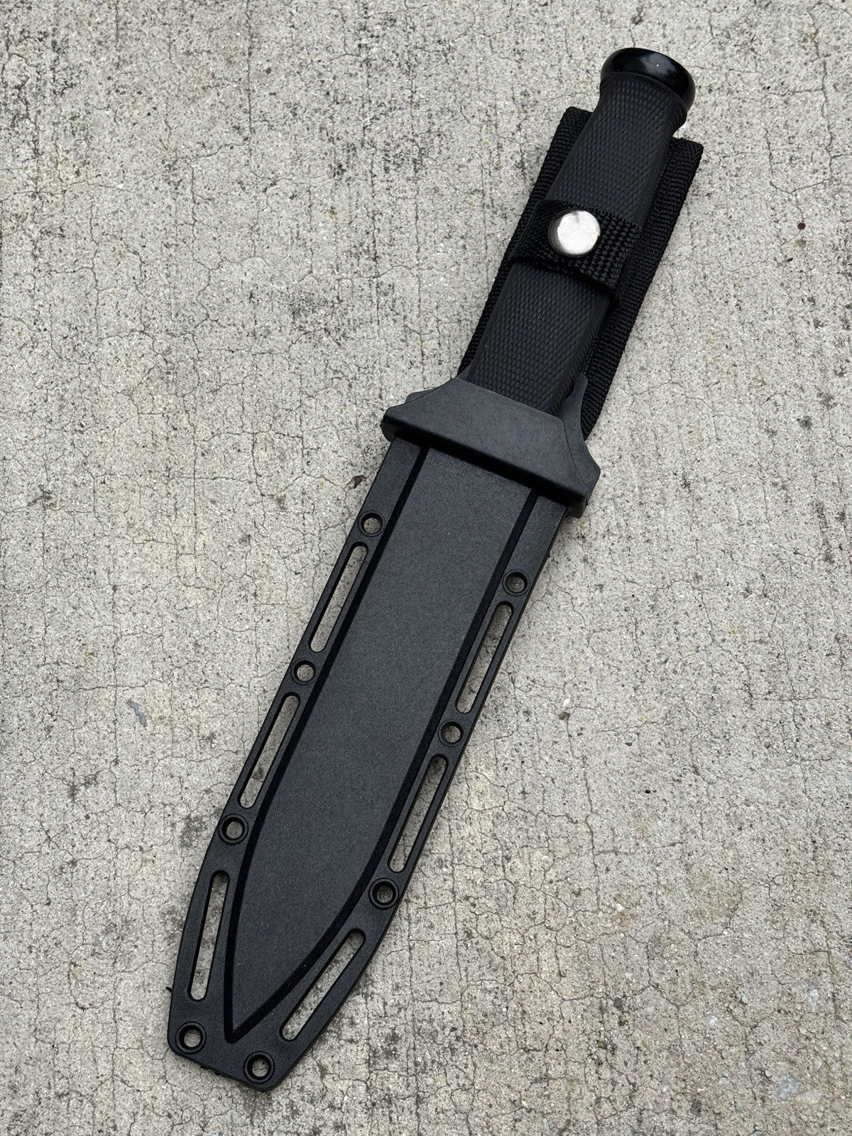 12” Spear Point Double Edge Stealth Black Fix Blade Knife Rubber Grip Full Tang