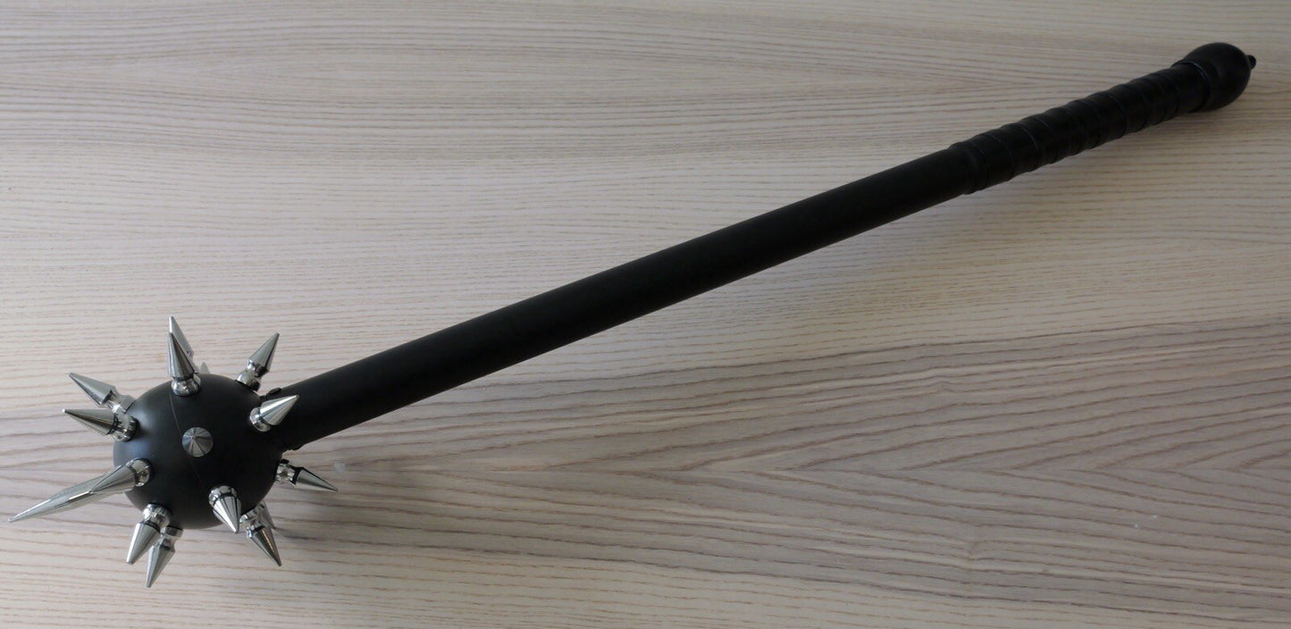 Medieval Spiked Ball Mace Silver Morning Star Chrome Black 36” Middle Ages Club