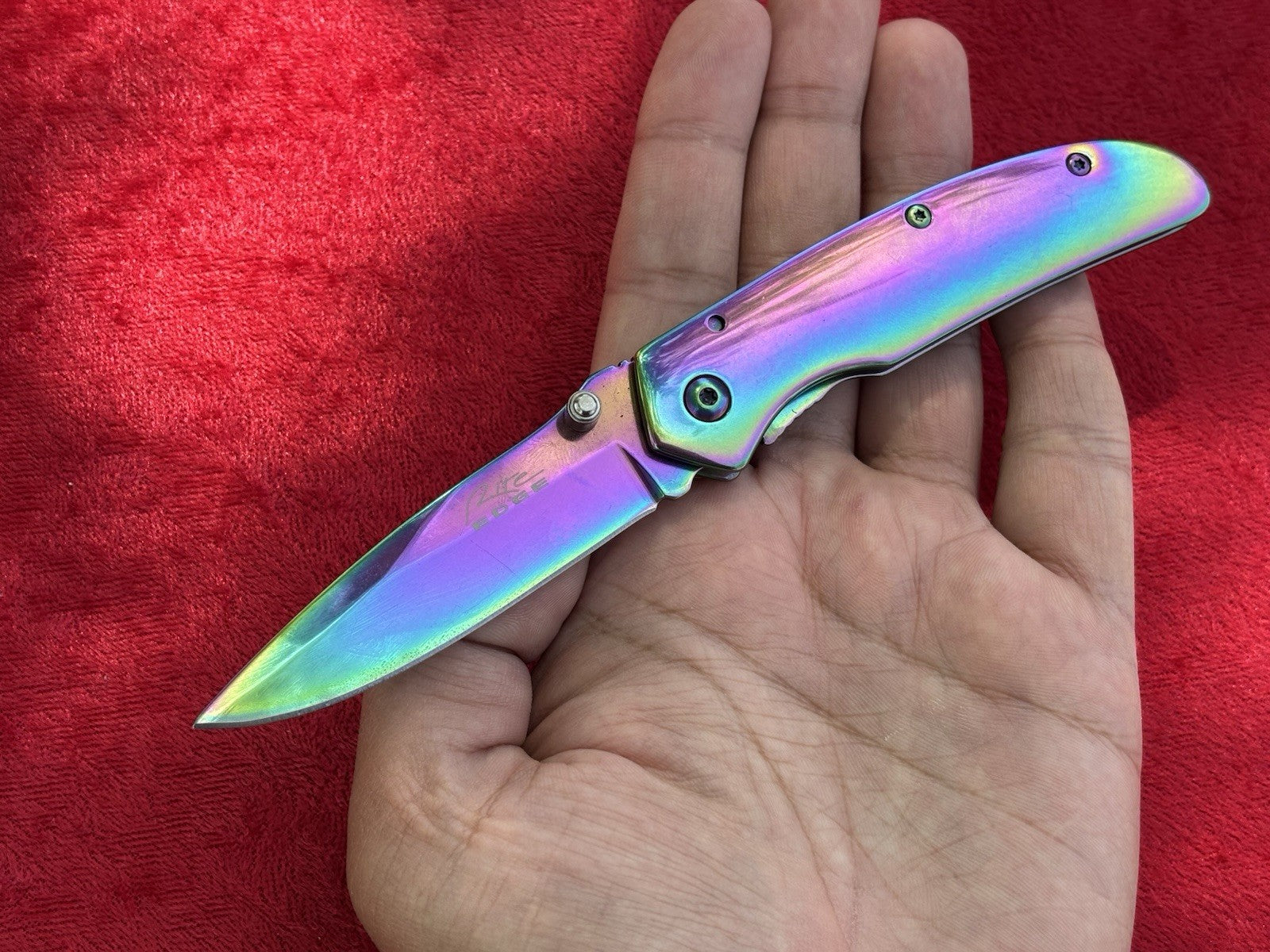 4” Manual Pocket Knife Rainbow IV Full Metal Titanium Coated Medium Size Sharp