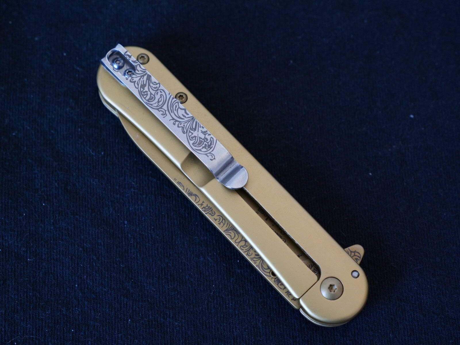 Gold Buck Spring Assist Pocket Knife Victorian Era Style Ornate Full Metal 8”