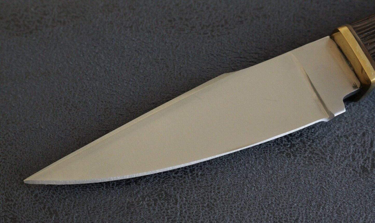 9” Fixed Blade Knife Full Tang Survival Knife Quarter Sawn Wood Handle Leather