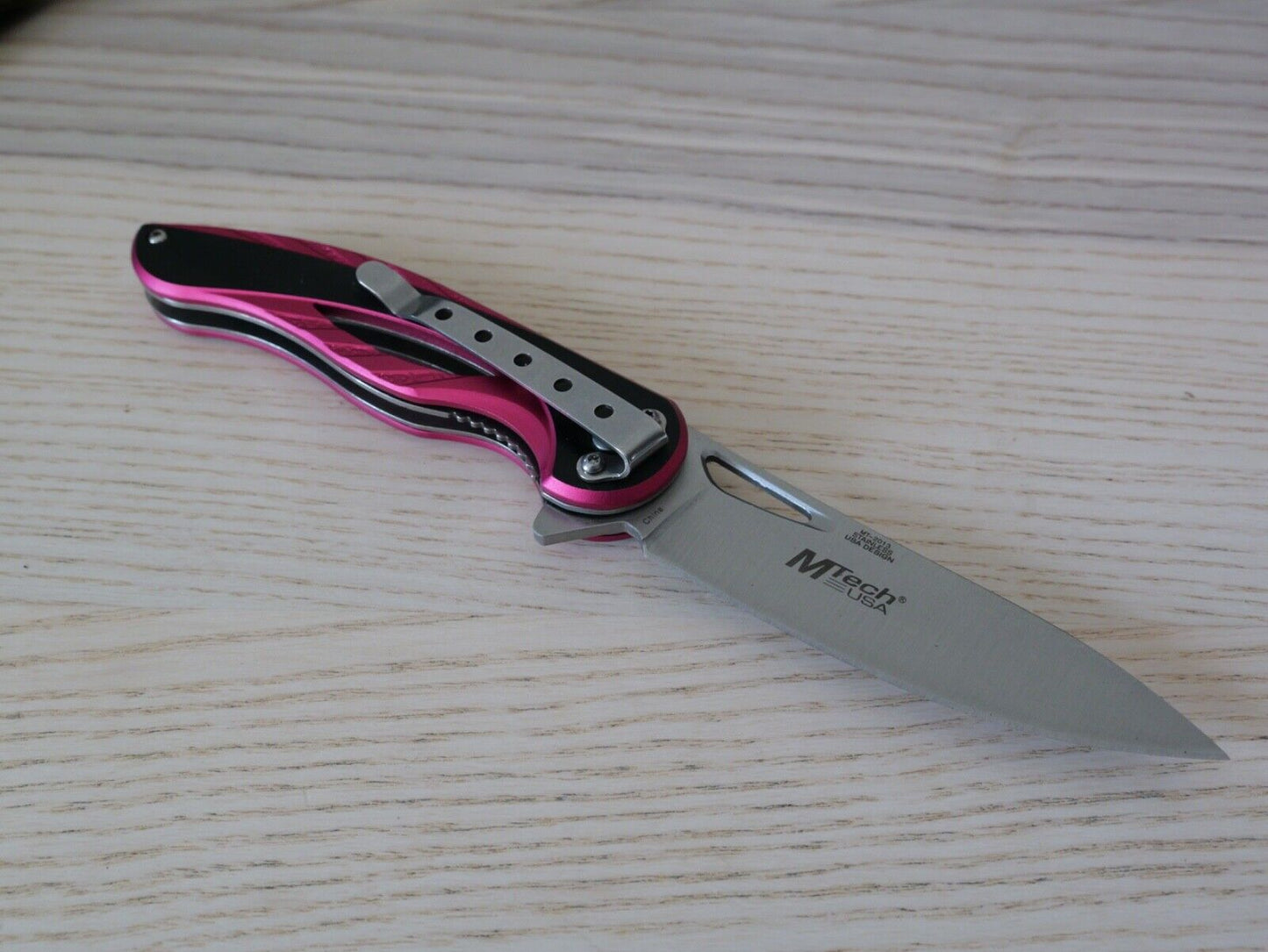 Full Size Pocket Knife PINK Girls Ladies Womens Self Defense Manual Opening Cute