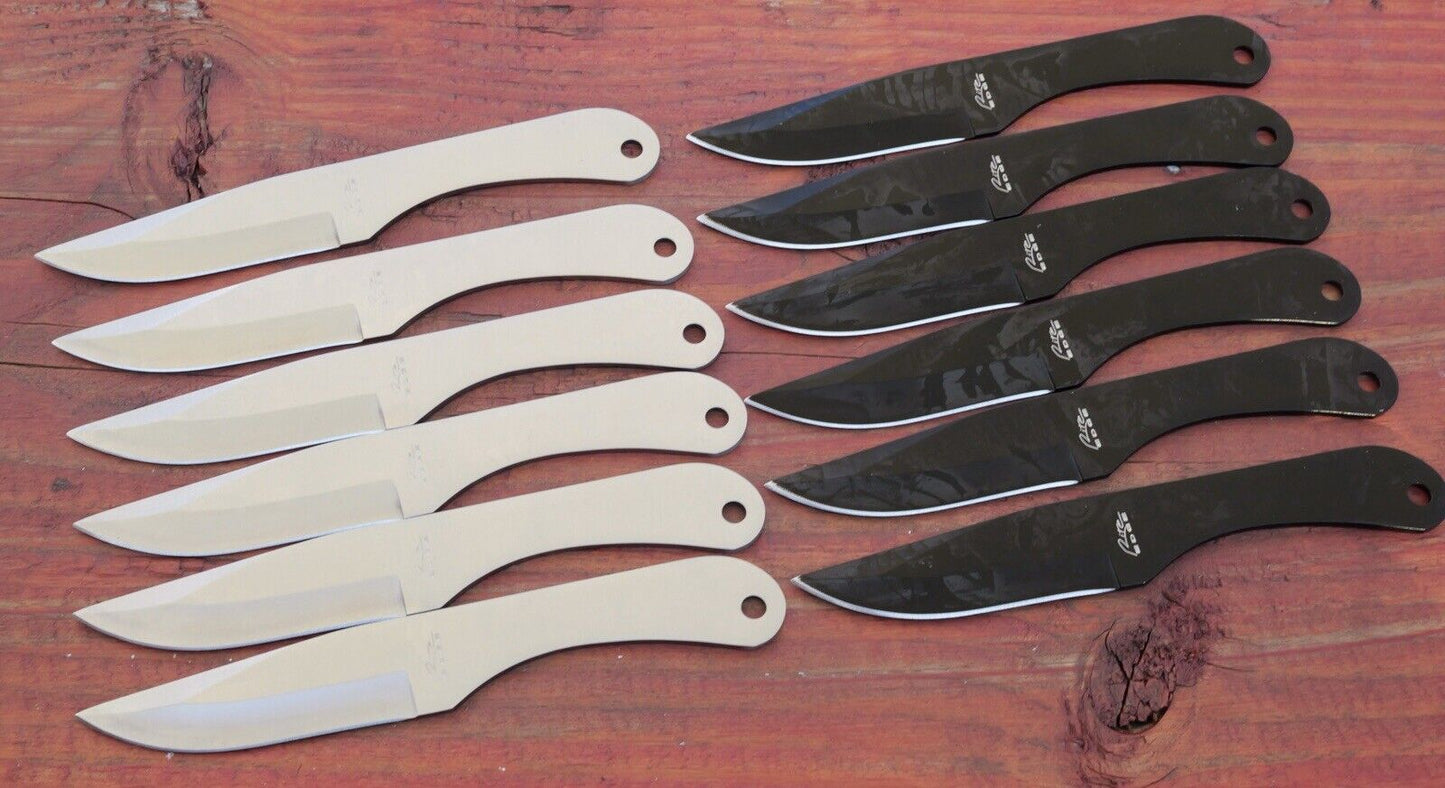6” Throwing Knife Set 12 Pcs Rival Competition 2 Colors Black Chrome Balanced