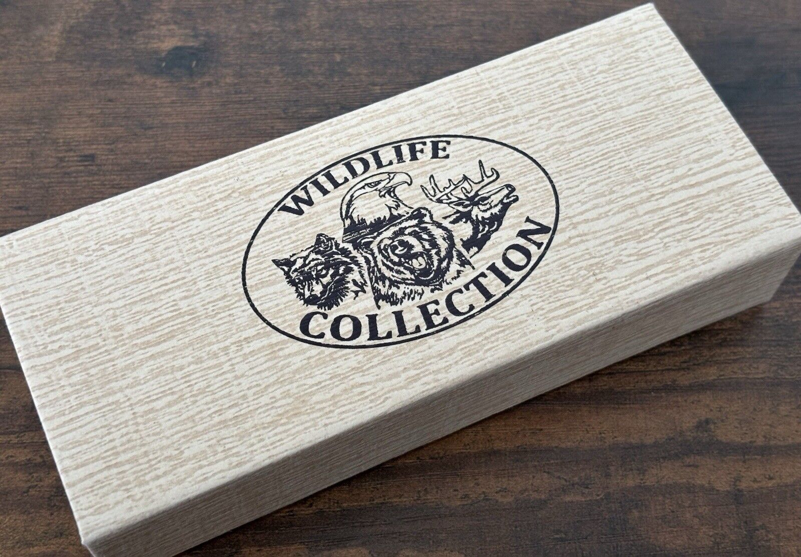 Deer Wildlife Gift Box Knife Stainless Steel Engraved Ornate Faux Ivory Handle 