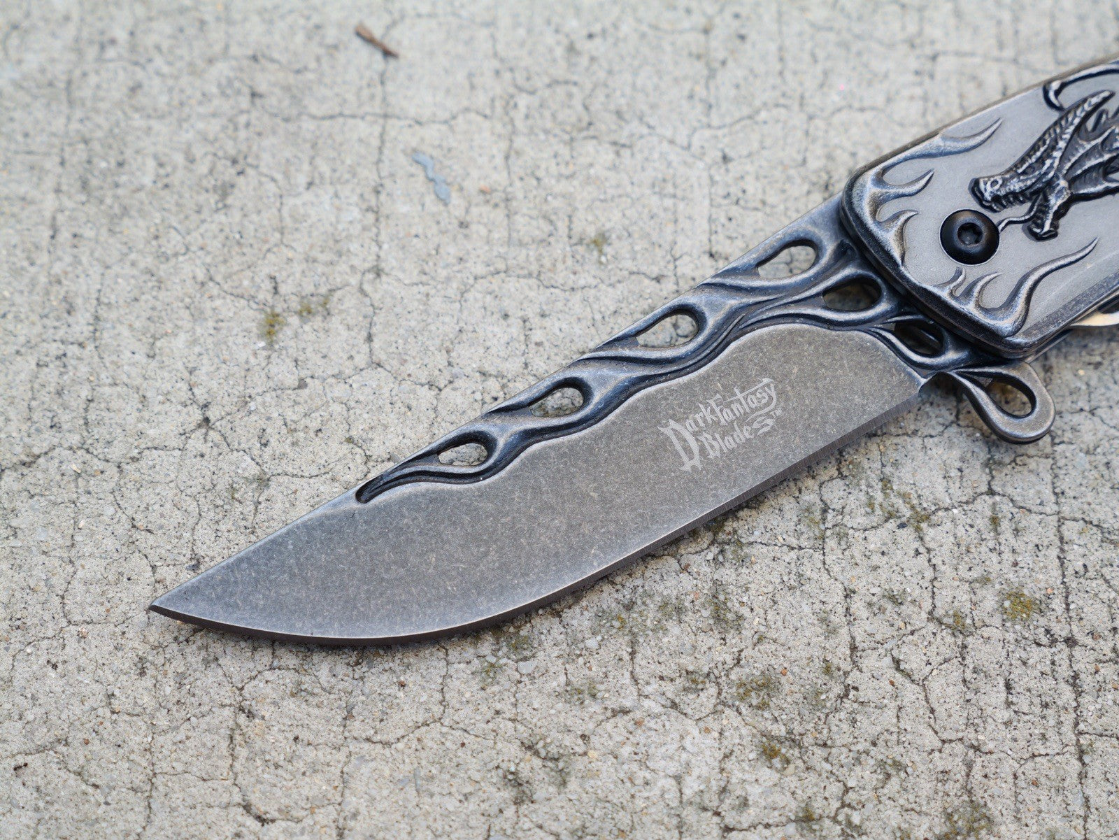 Dragon Flame Folding Pocket Knife Spring Assist Pocket Clip 3.5” Blade All Metal