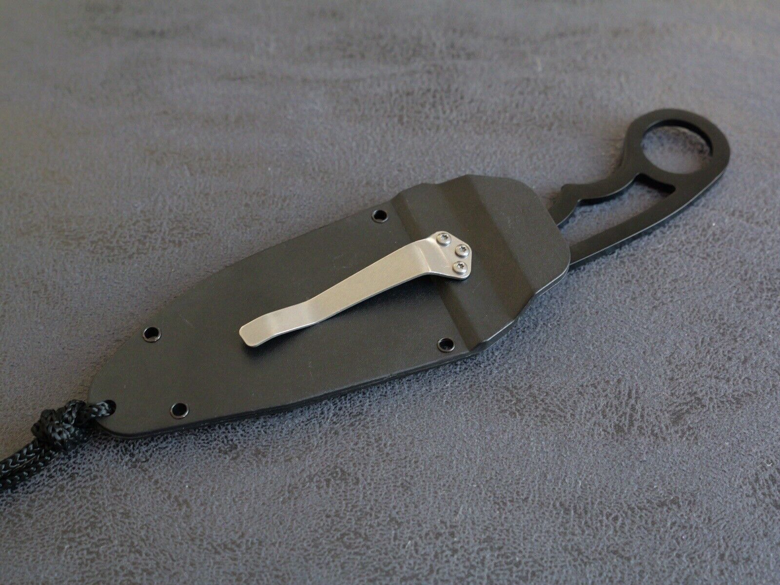 7” Neck Knife Black Conceal Carry Tactical Stealth Swat Skeleton 440 Steel Sharp