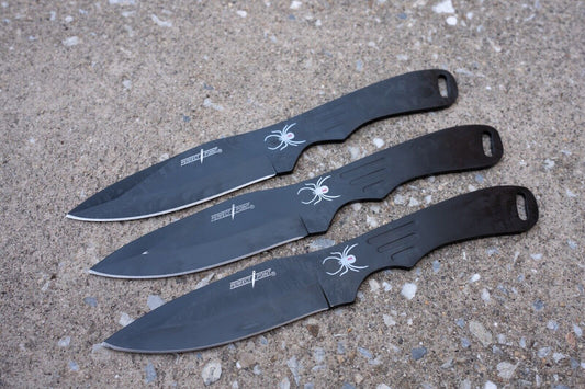 Throwing Knife Set 3 Piece Spider Full Tang 440 Stainless Steel Balanced8" Black