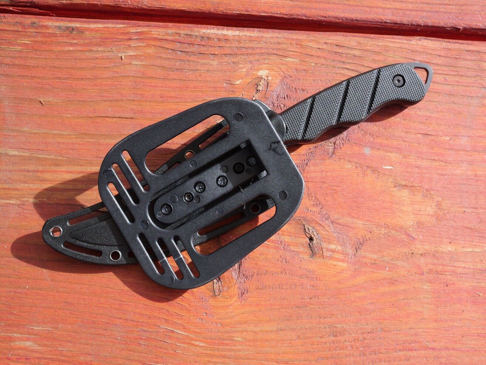 9” Combat Knife Stealth Black Tactical Sheath Full Tang Trailing Point