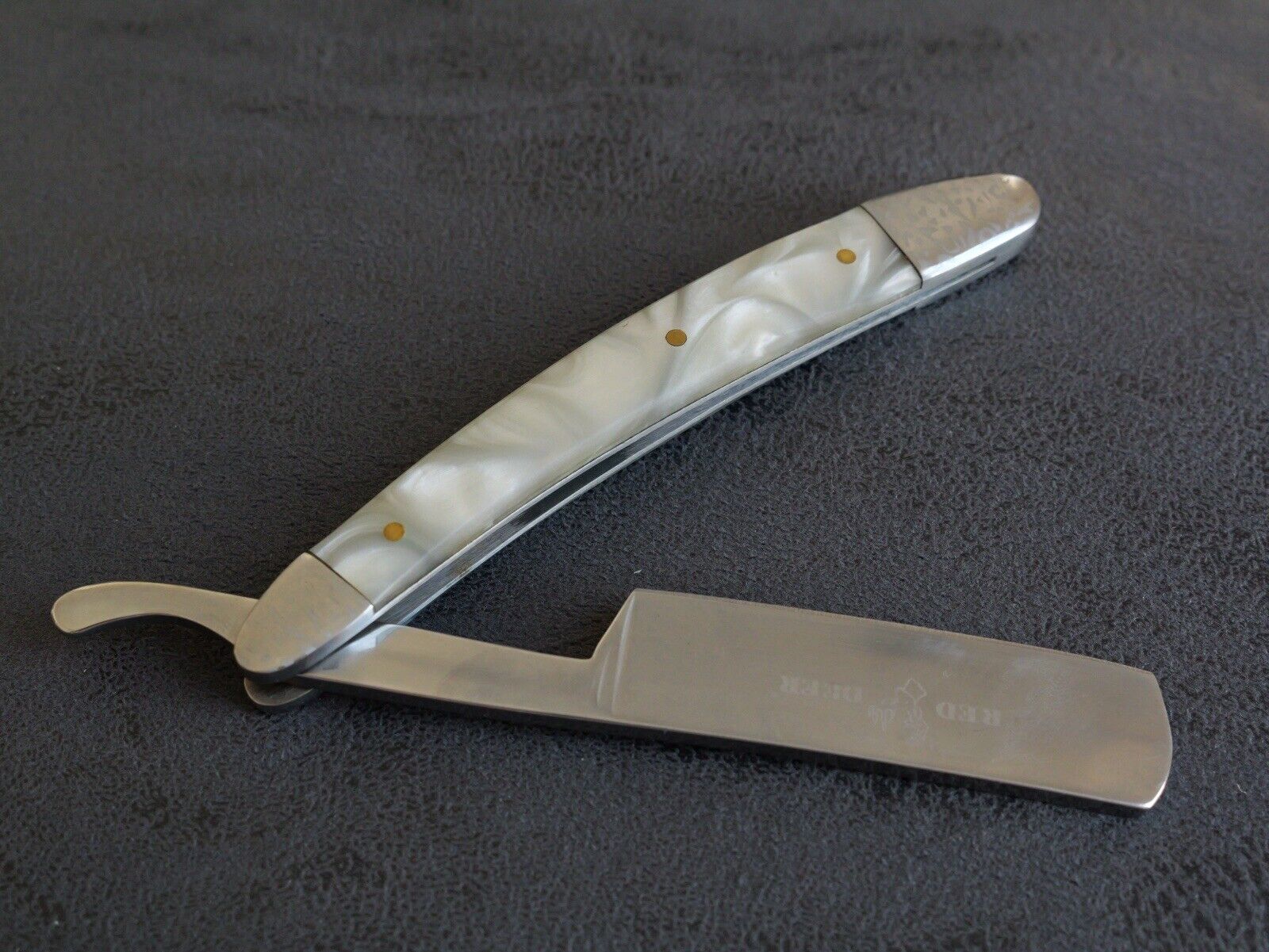 OG Vintage Shaving Straight Razor Chrome Mirror Finish Pearl Handle Sharp Barber