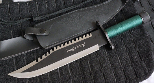 15” Survival Knife Fixed Blade Survival Kit Movie Green 10” Blade Serrated Back
