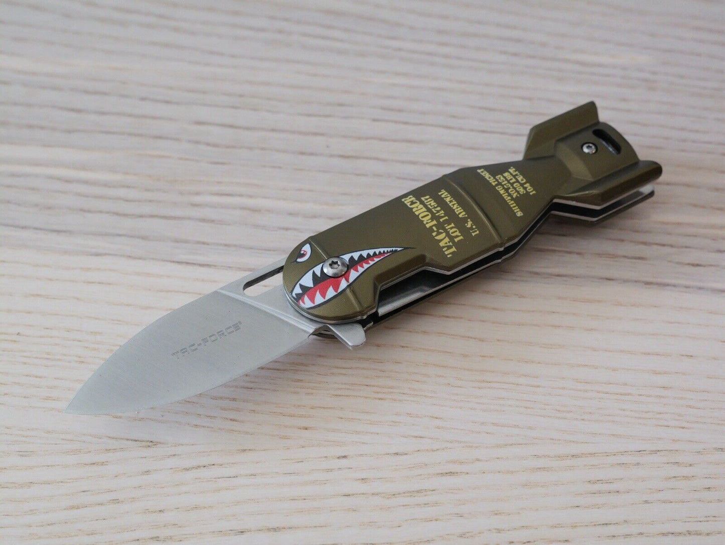 Small Pocket Knife Missile USA Army Design Spring Assist Pocket Clip Shark