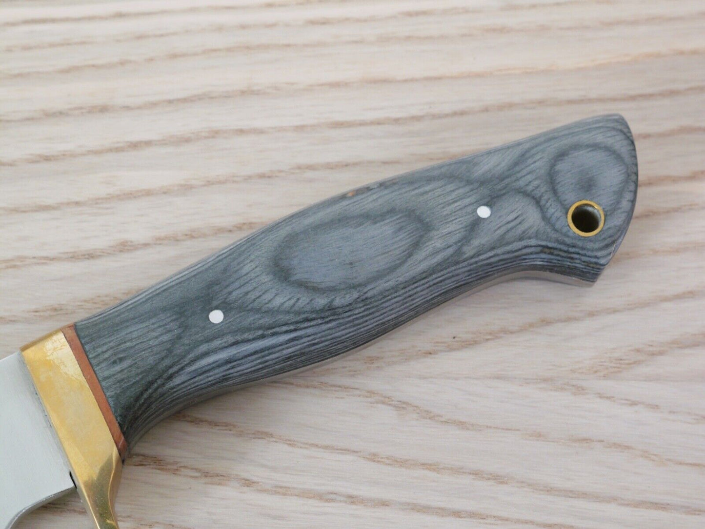 9" Fixed Blade Knife Carbon Steel Hand Forged Brass Guard Custom leather Sheath