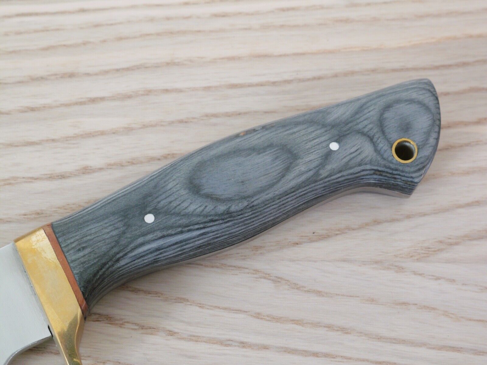 9" Fixed Blade Knife Carbon Steel Hand Forged Brass Guard Custom leather Sheath