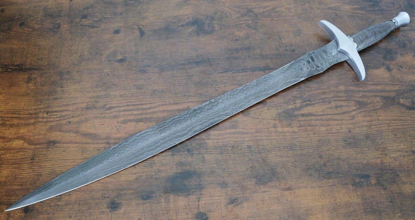 30” Medieval Short Sword Double Edge Steel Hilt Damascus Blade Battle Ready