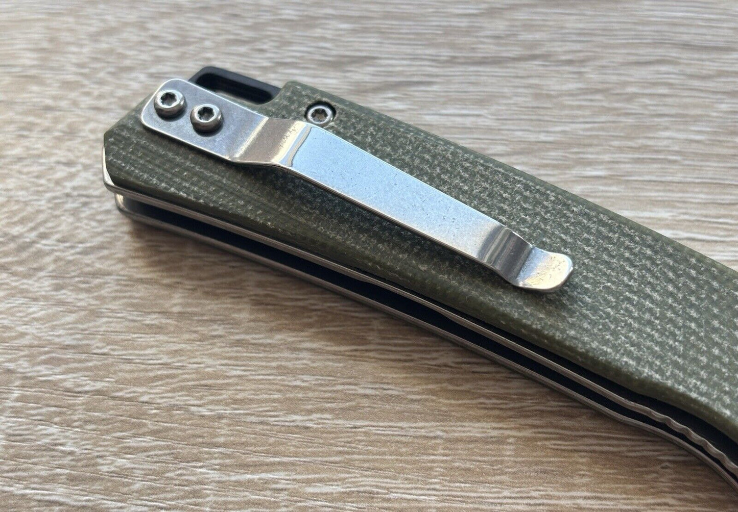 7” Pocket Knife High Quality D2 Steel Ball Bearing Micarta Handle Green Smooth