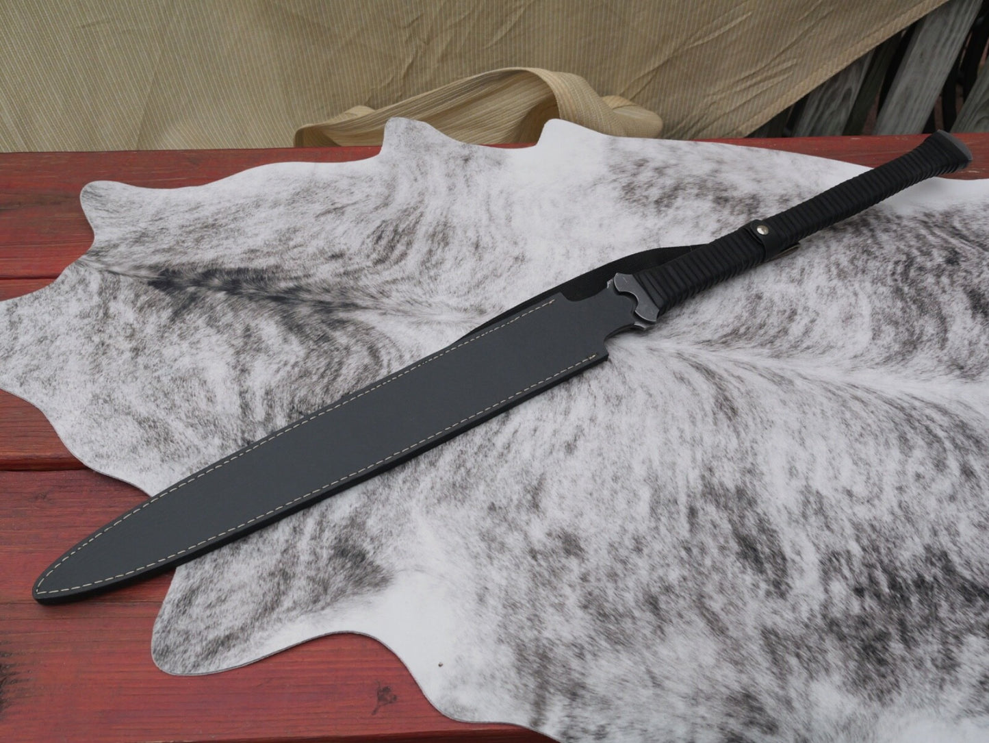 40" Shadow Spear Sharp Full Tang Battle Ready Manganease Steel 23" Blade Sheath
