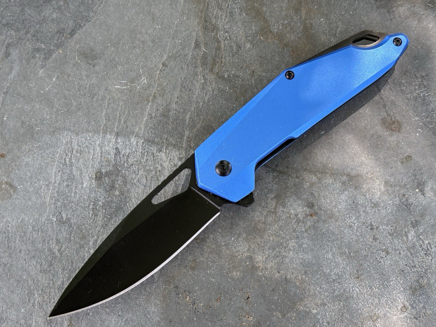 4” Pocket Knife Folding Blue Spring Assist Full Metal Medium Conceal Carry