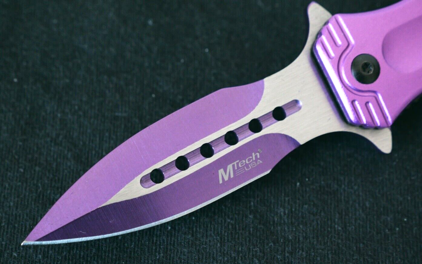 Pink Pocket Knife Spear Point Sharp Poke Ladies Self Defence Spring Assist Girls