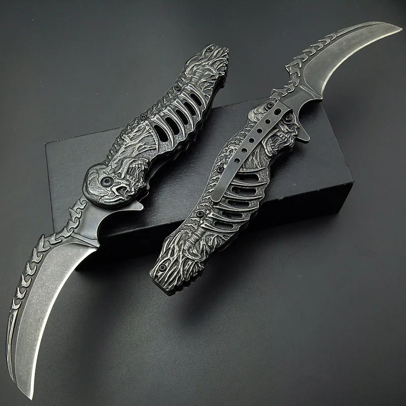 Skeleton Pocket Knife Spring Assisted Grim Reaper Design 8" Open Folding Knife