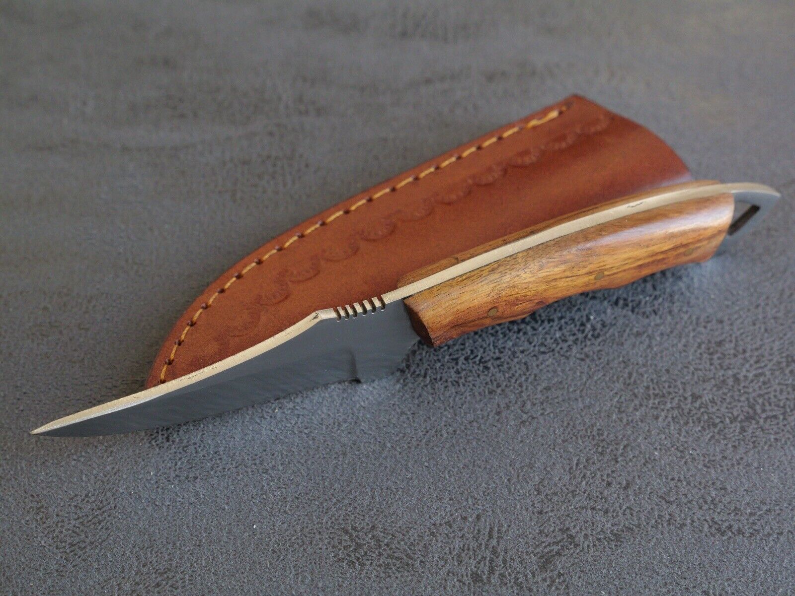 7” Fixed Blade Knife Full Tang Wood Handle Custom Leather Sheath Handmade Mini