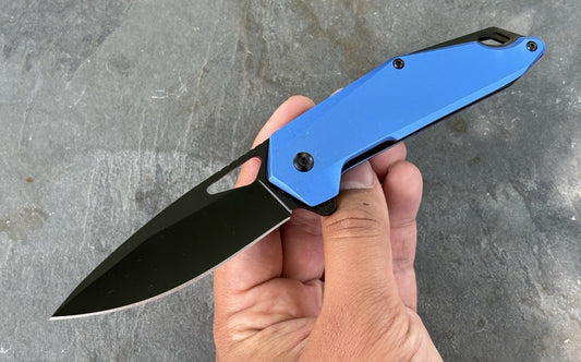 4” Pocket Knife Folding Blue Spring Assist Full Metal Medium Conceal Carry