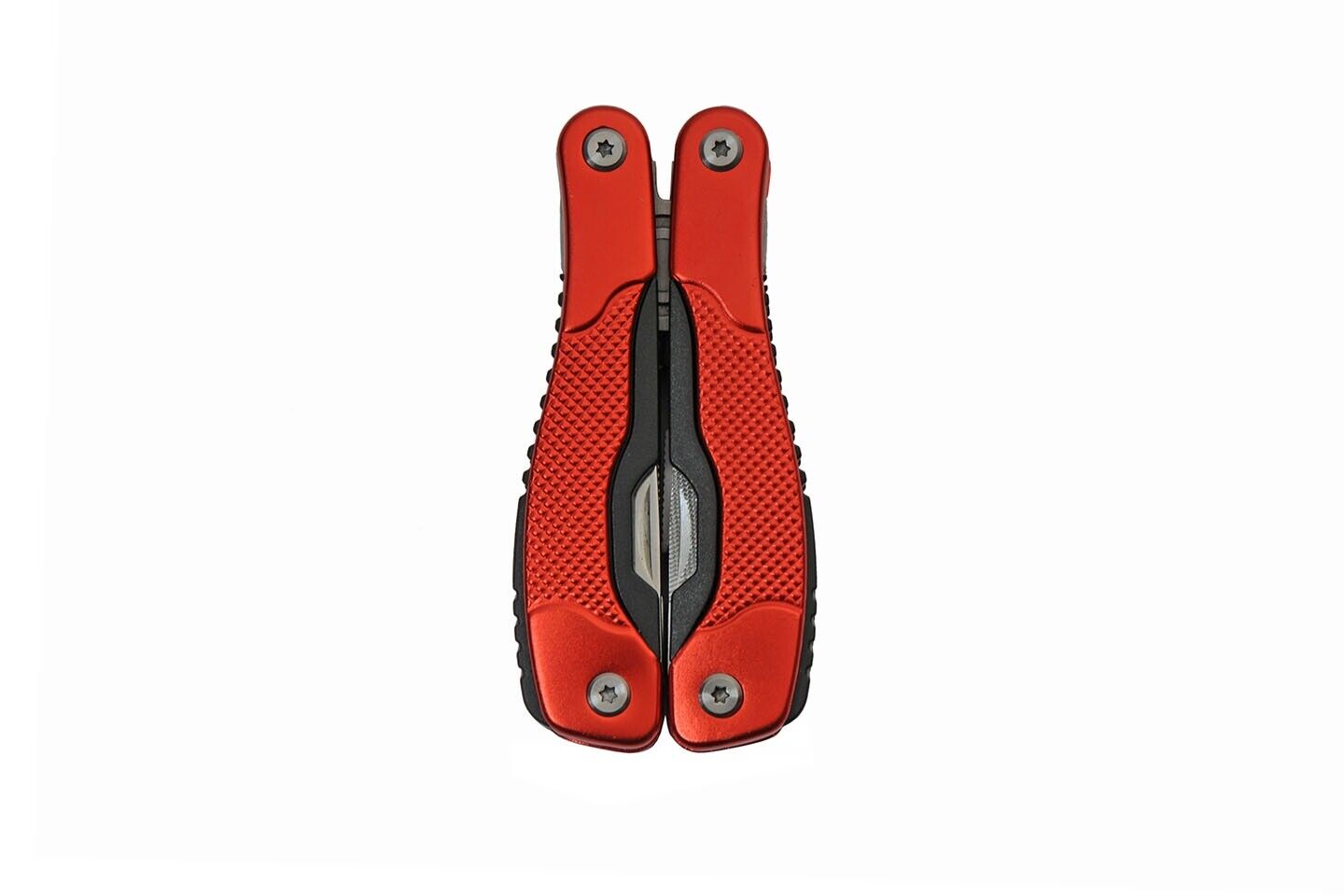 Multi Tool Red Full Size 13 Functions Pliers Knife Saw Screwdriver Ruler Sheath