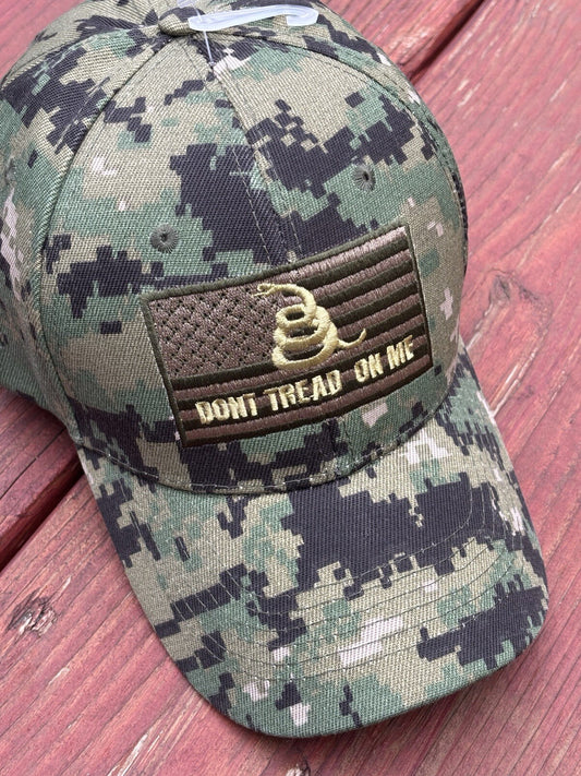 Don’t Tread On Me Baseball Cap American Flag Digital Camo Hat Adjustable Snap