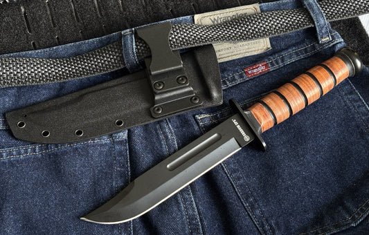 13” Kbar Style Combat Knife Military Marines Kydex Sheath Horizontal Carry Black