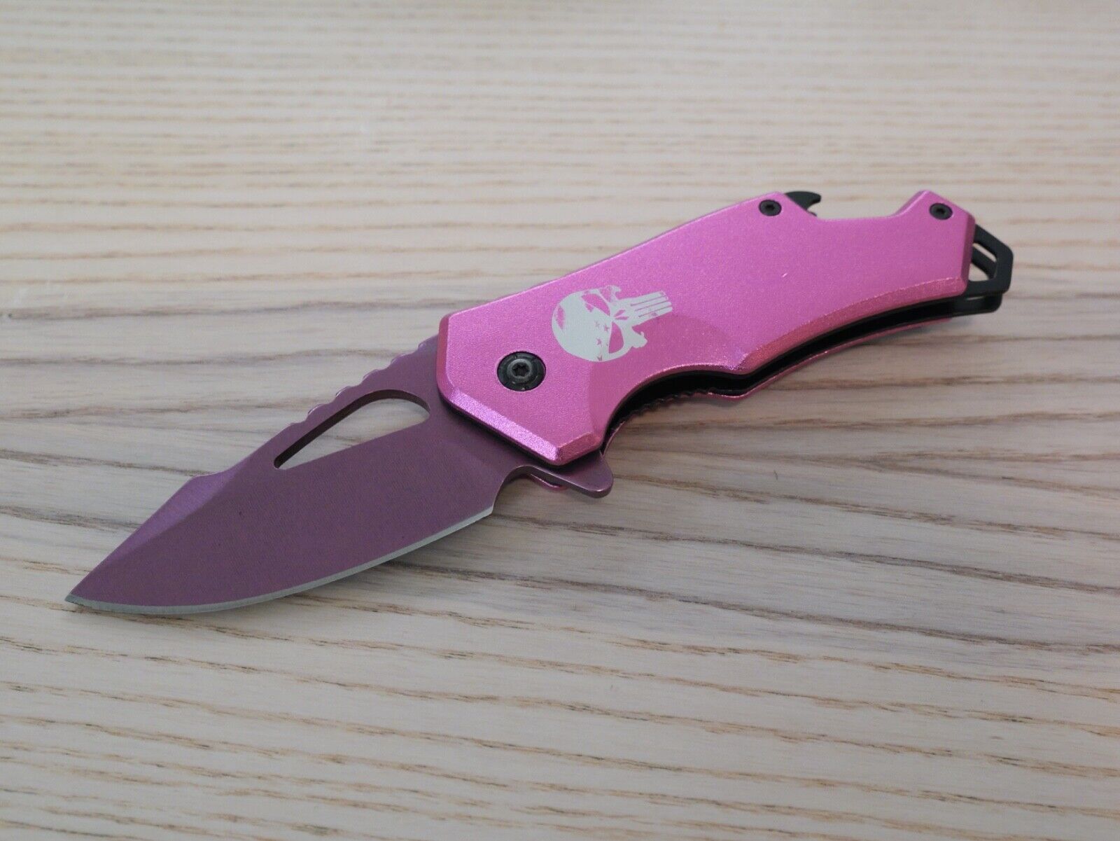 Hot Pink Pocket Knife Spring Assisted Black Ladies Self Defense Girly Full Size