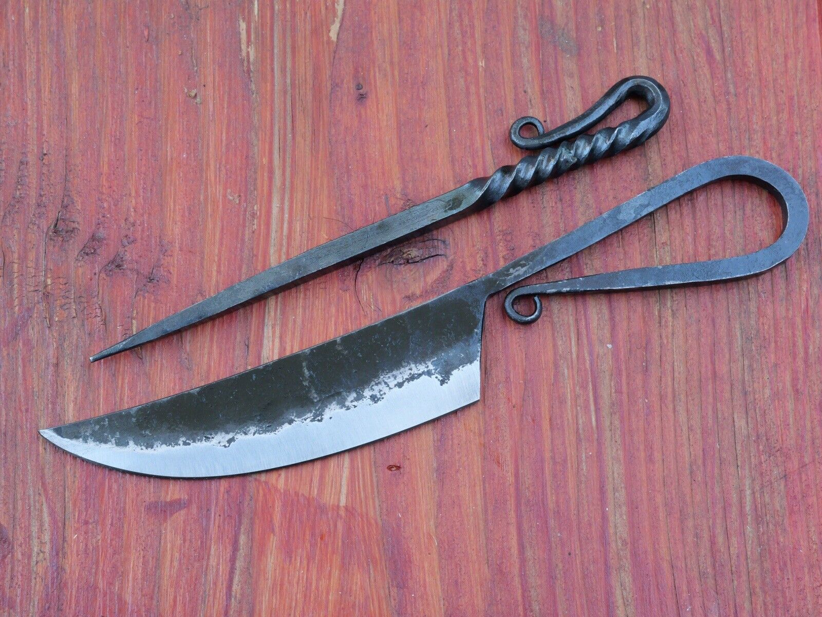 Medieval Cutlery Knife Picker Set Feasting Hand Forged Artisan Feast Sheath