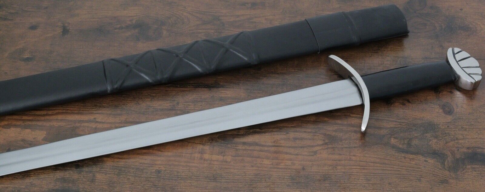 40” Viking Sword Double Edge Durable Scabbard Belt Loop Authentic Steel Hilt