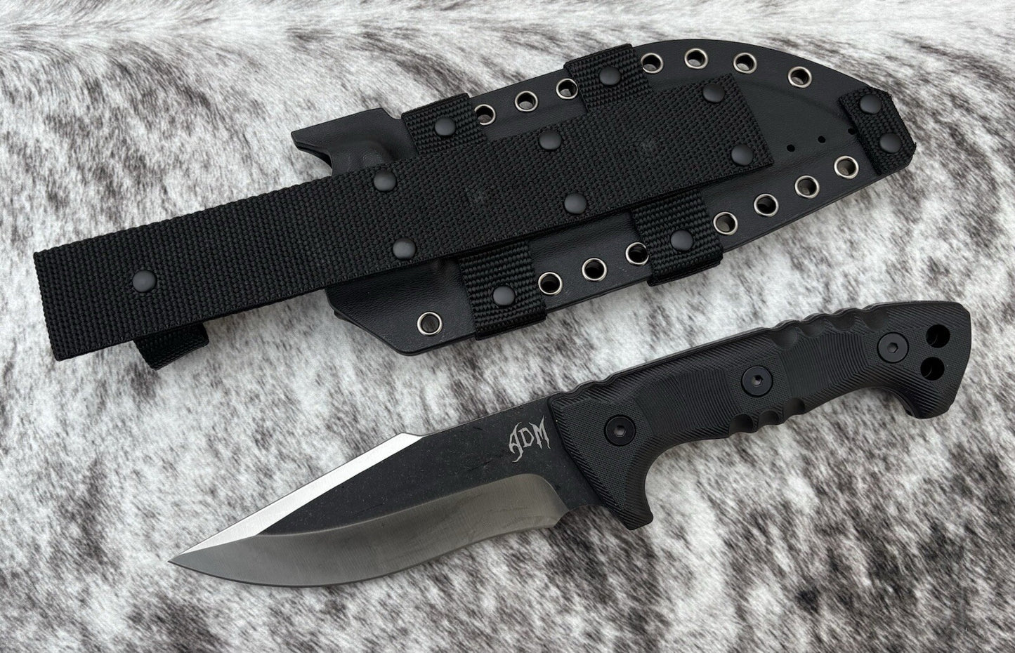 29cm Fixed Blade Knife Hard Sheath Belt Loop Full Tang Heavy Duty Sharp Black