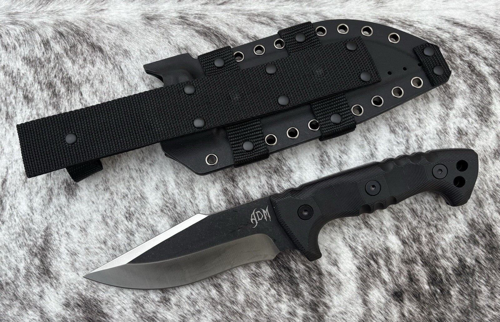 29cm Fixed Blade Knife Hard Sheath Belt Loop Full Tang Heavy Duty Sharp Black
