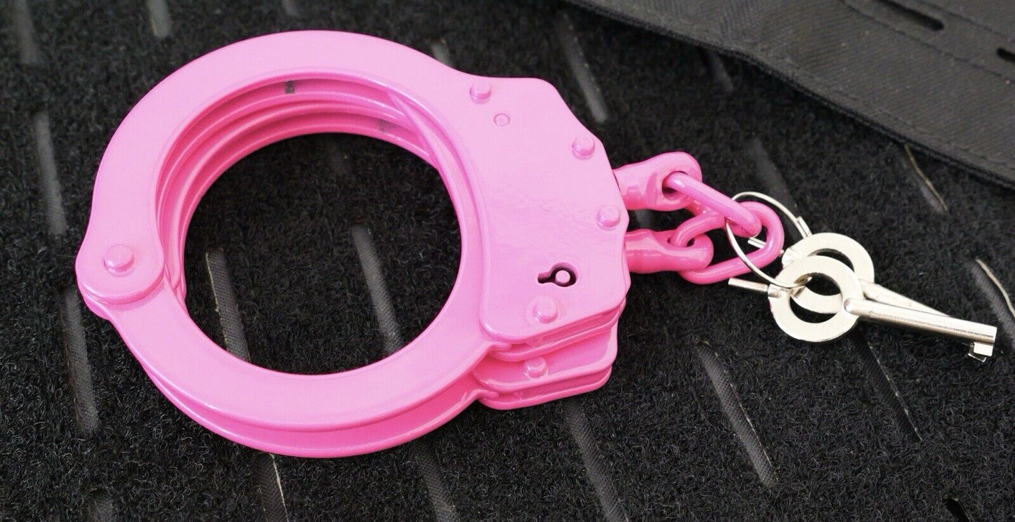 Pink Hand Cuffs Ladies Law Enforcement Security Heavy Duty Cuffs Pink Keys Lock