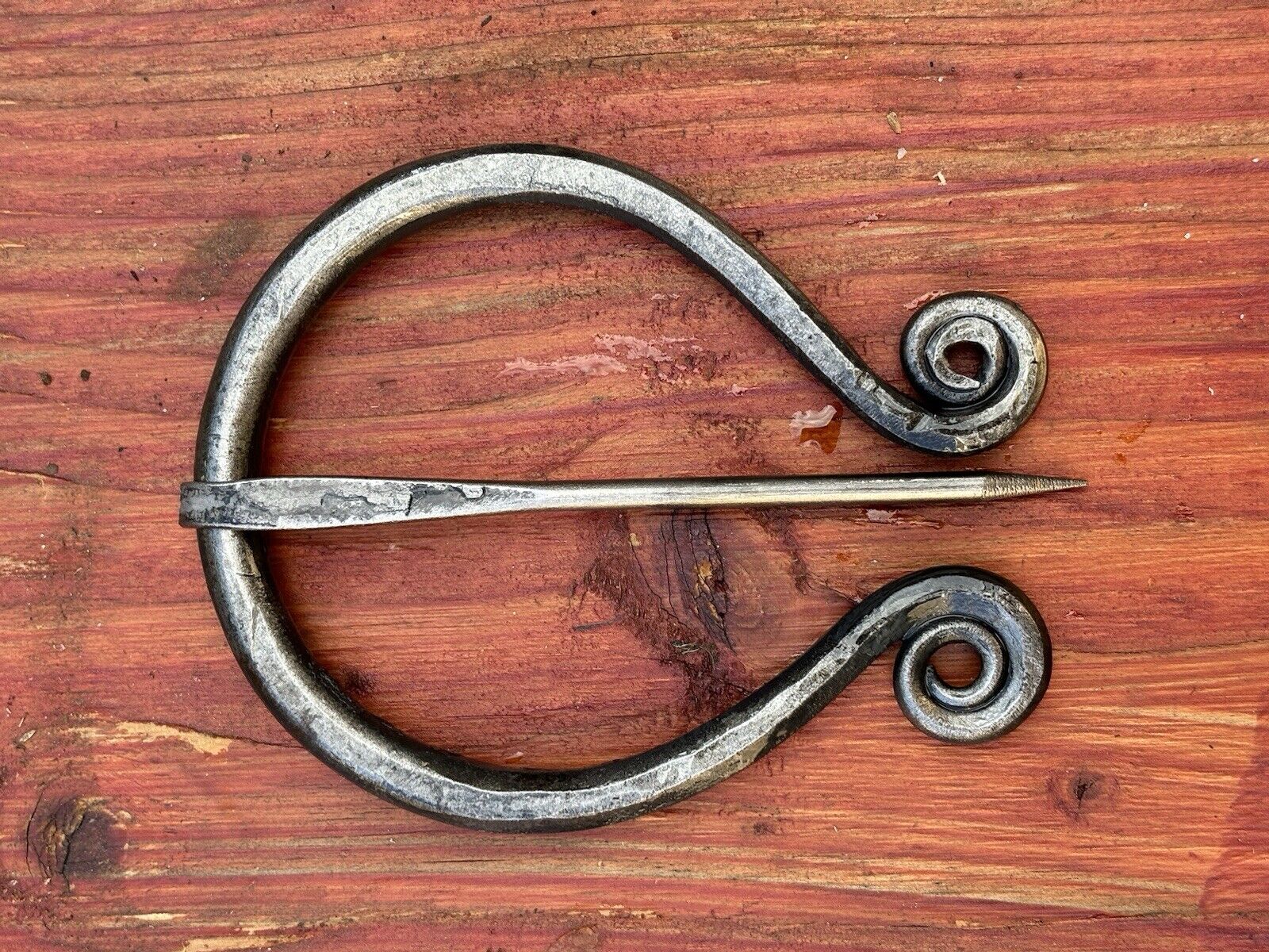 Medieval Cloak Pin Brooch Iron Hand Forged 3inches Heavy Duty Blacksmith Thick